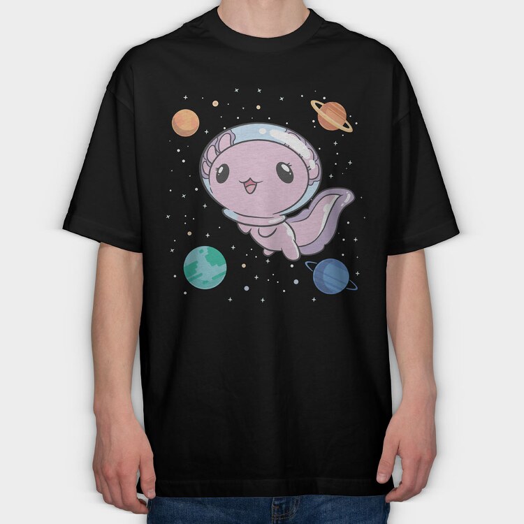 Axolotl Space, Tricou Oversize Barbati (Unisex)