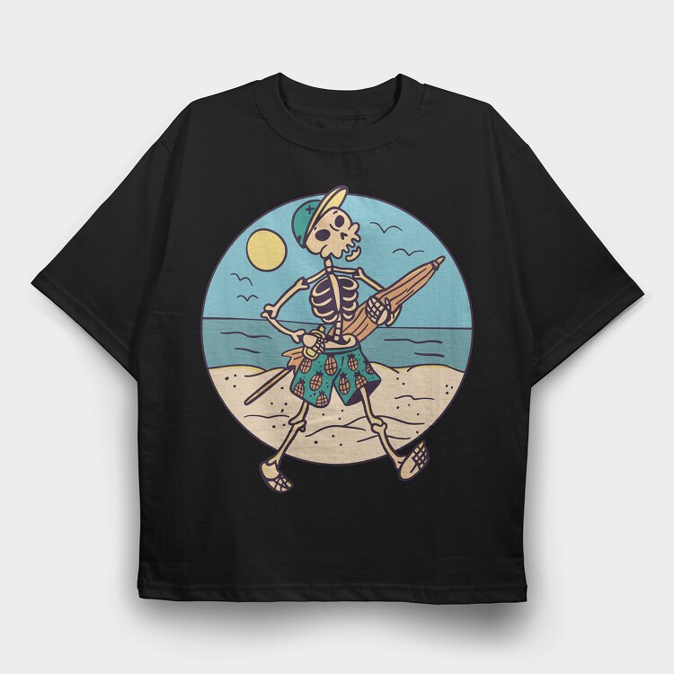 Skeleton Beach Sunshade, Tricou Oversize Barbati (Unisex)