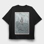 Skeleton Deadlifting Tarot Card, Tricou Oversize Barbati (Unisex)