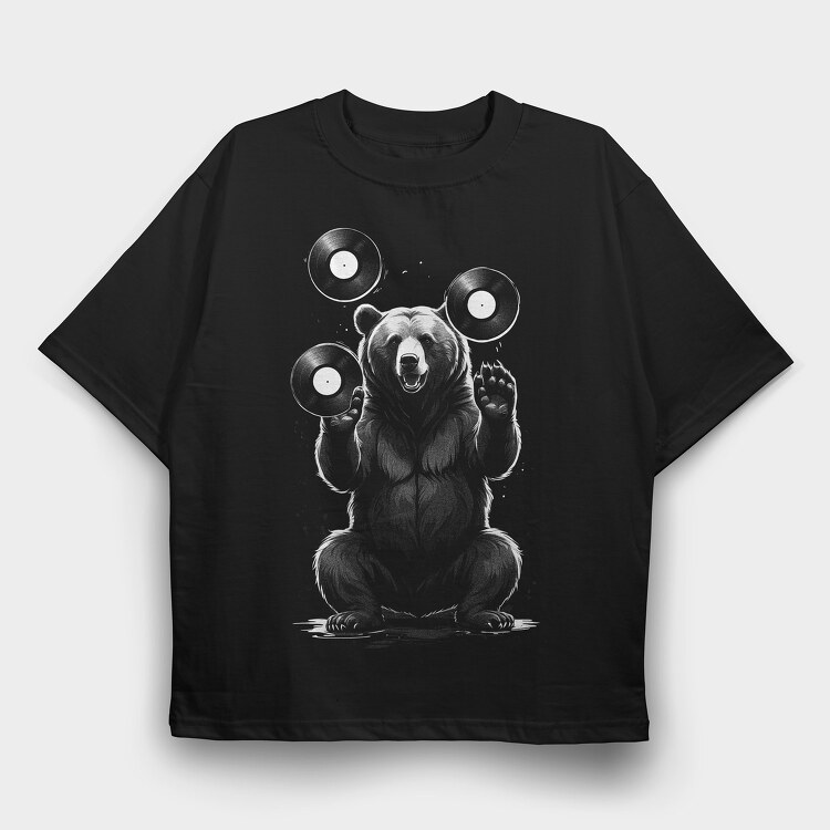 Bear Vinils, Tricou Oversize Barbati (Unisex)