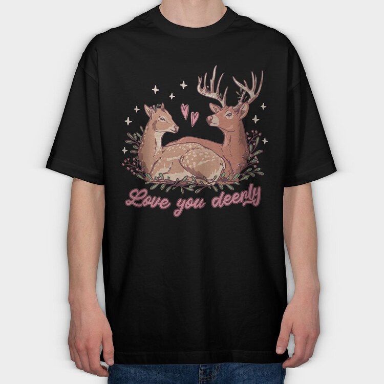 Valentine Deer, Tricou Oversize Barbati (Unisex)