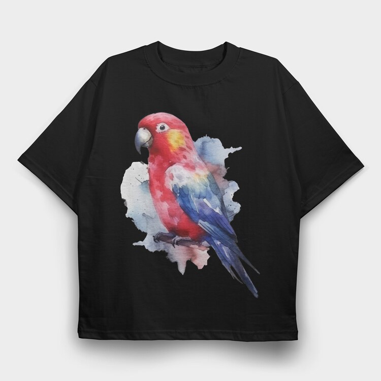 Magnificent Rosella Watercolor, Tricou Oversize Barbati (Unisex)
