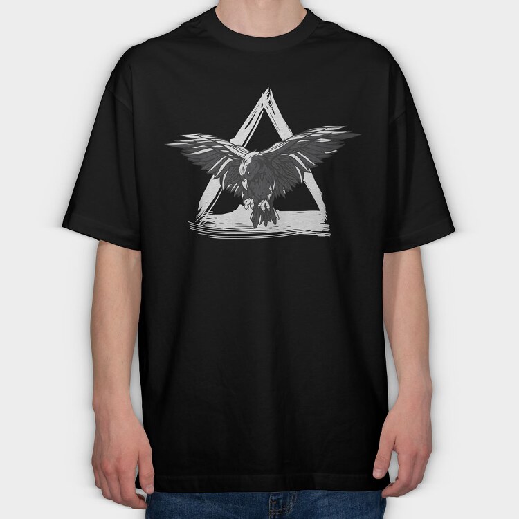 Crow Triangle, Tricou Oversize Barbati (Unisex)