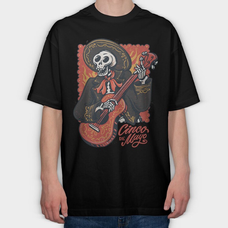Mariachi Skeleton, Tricou Oversize Barbati (Unisex)