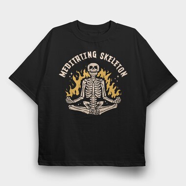 Meditating Skelleton, Tricou Oversize Barbati (Unisex)