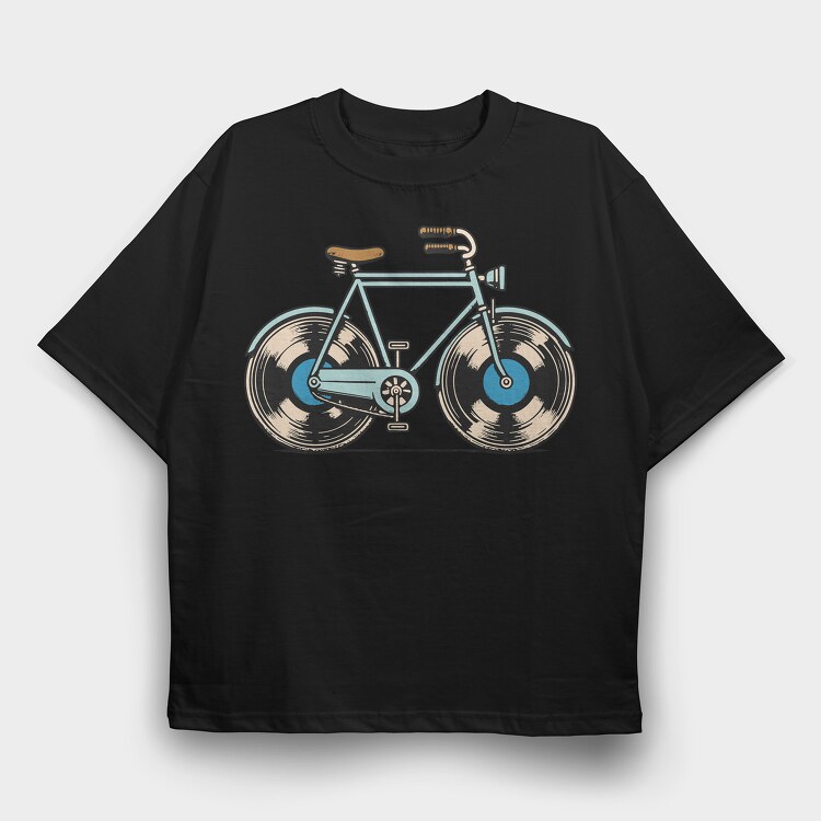 Bike Vinyl, Tricou Oversize Barbati (Unisex)