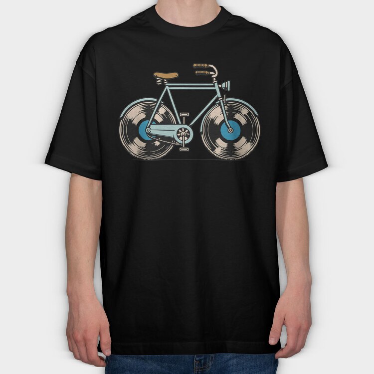 Bike Vinyl, Tricou Oversize Barbati (Unisex)
