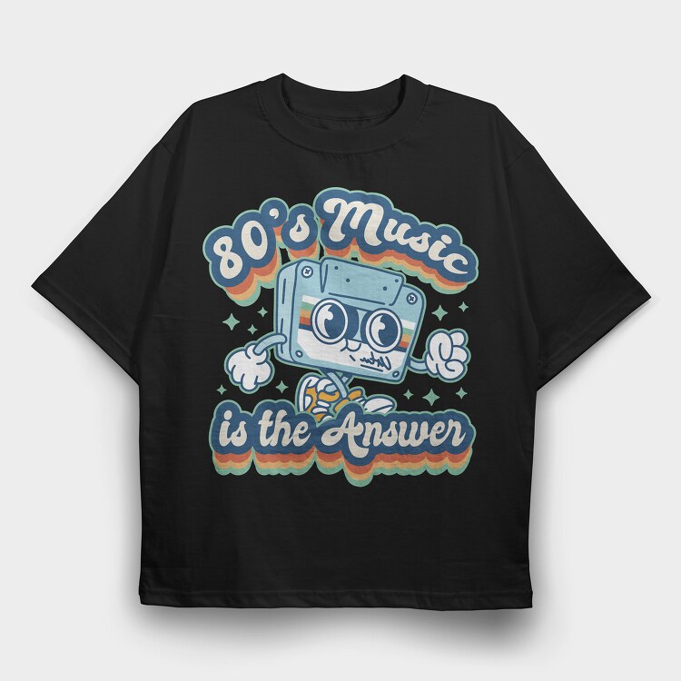 80 S Music Is the Answer, Tricou Oversize Barbati (Unisex)