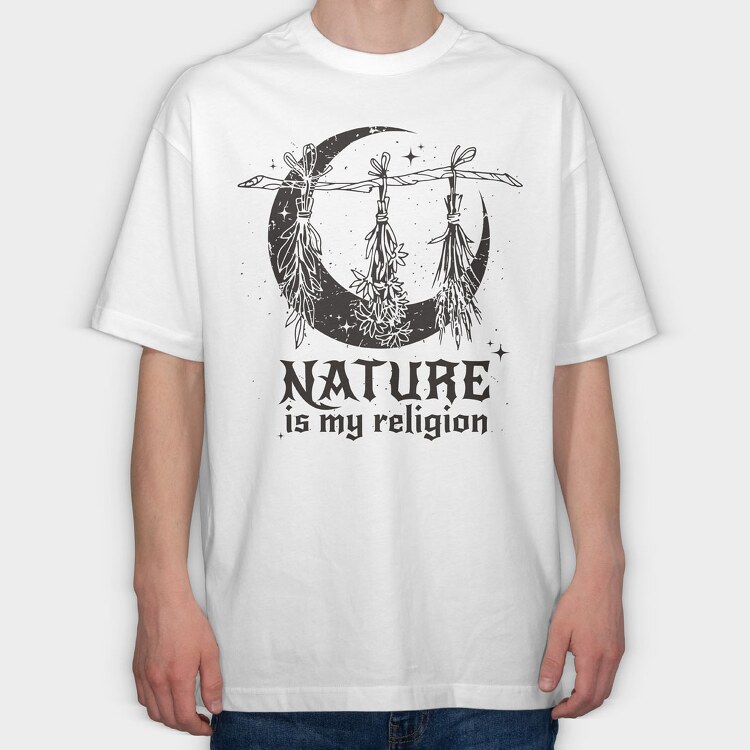 Modern Witch Nature Is My Religion Herbs Sage, Tricou Oversize Barbati (Unisex)