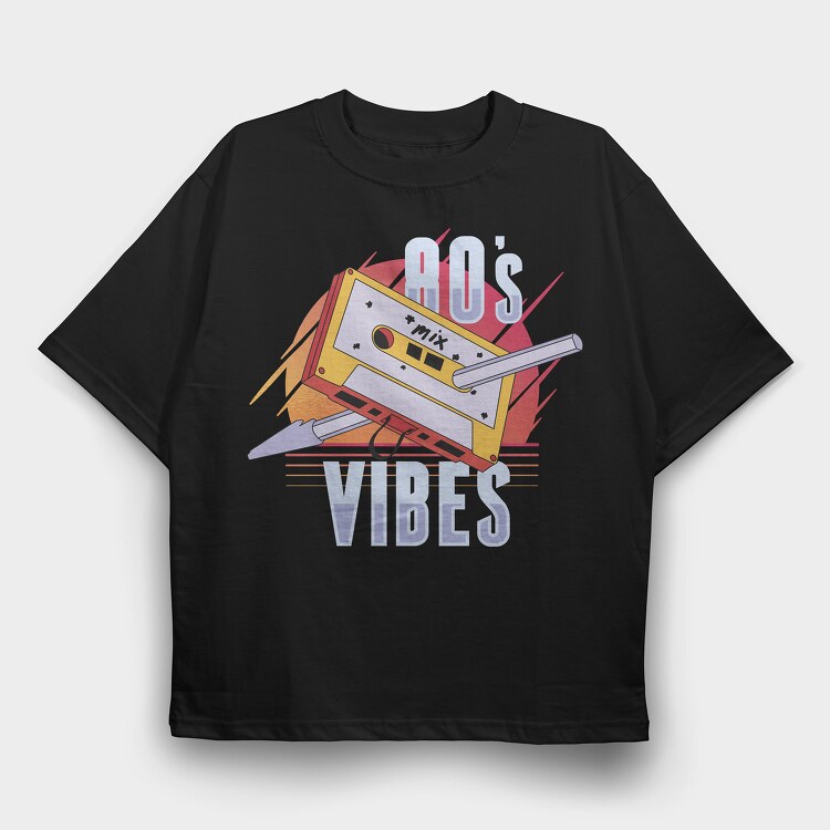 80 S Vibes Cassette, Tricou Oversize Barbati (Unisex)