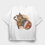 Cat Playing Volleyball, Tricou Oversize Barbati (Unisex)