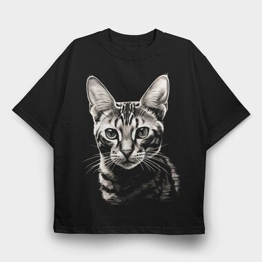 Cat Portrait, Tricou Oversize Barbati (Unisex)