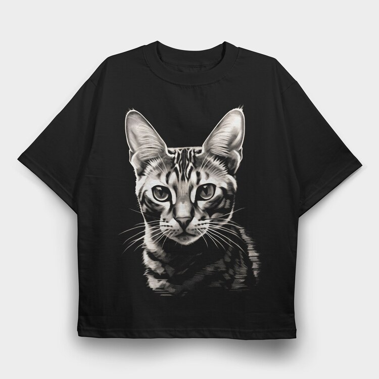Cat Portrait, Tricou Oversize Barbati (Unisex)