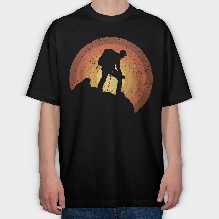 Hiker Sunset, Tricou Oversize Barbati (Unisex)