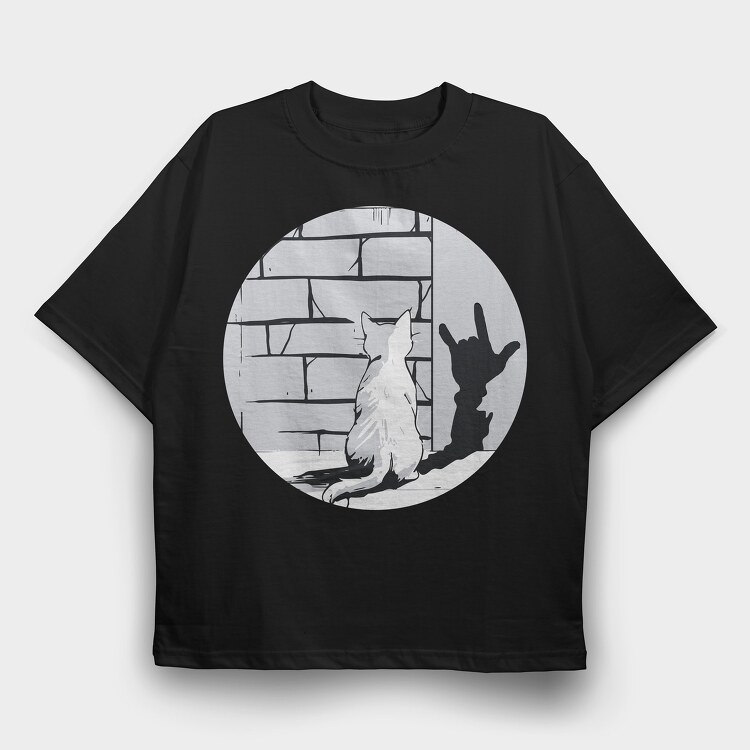 Cat Rock Sign Shadow, Tricou Oversize Barbati (Unisex)