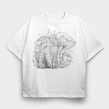 Cat Shroom, Tricou Oversize Barbati (Unisex)
