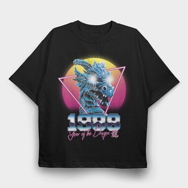 Dragon Retro Wave, Tricou Oversize Barbati (Unisex)
