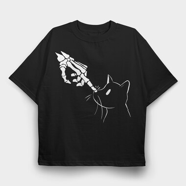 Cat Skeleton Hand, Tricou Oversize Barbati (Unisex)