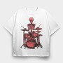 Red Skeleton Drummer, Tricou Oversize Barbati (Unisex)