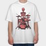 Red Skeleton Drummer, Tricou Oversize Barbati (Unisex)