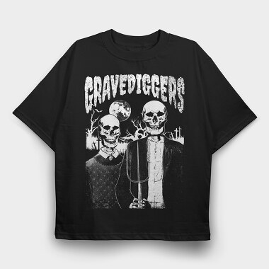 American Gothic Skull, Tricou Oversize Barbati (Unisex)