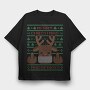 Reindeer Middle Finger Ugly Sweater, Tricou Oversize Barbati (Unisex)