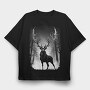 Reindeer Monochochrome Christmas, Tricou Oversize Barbati (Unisex)