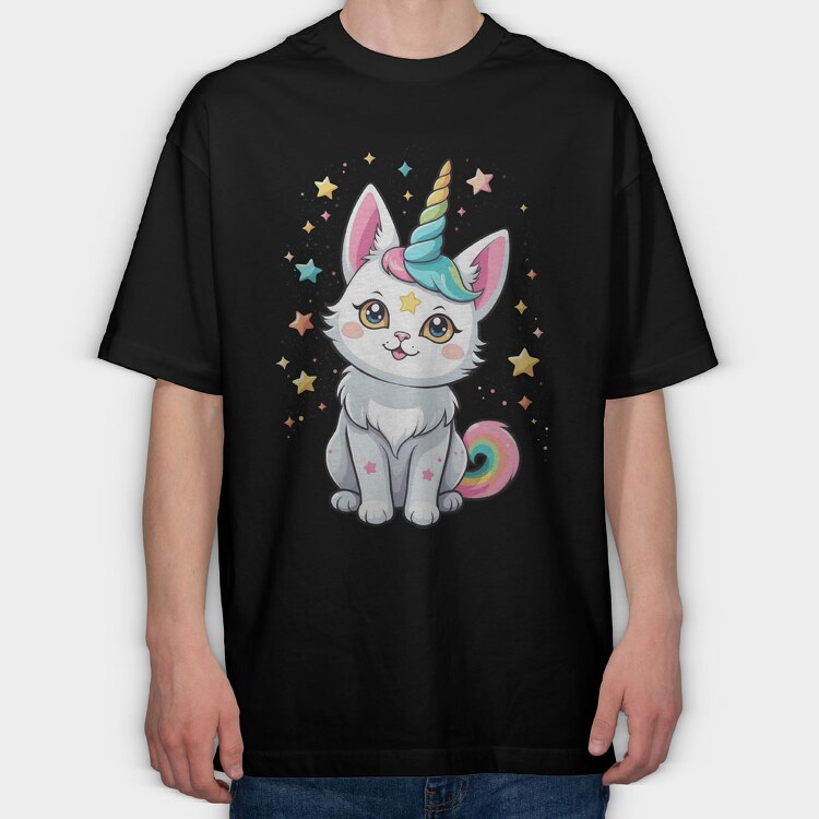 Cat Unicorn, Tricou Oversize Barbati (Unisex)