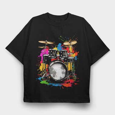 Drummer Set Colorful, Tricou Oversize Barbati (Unisex)