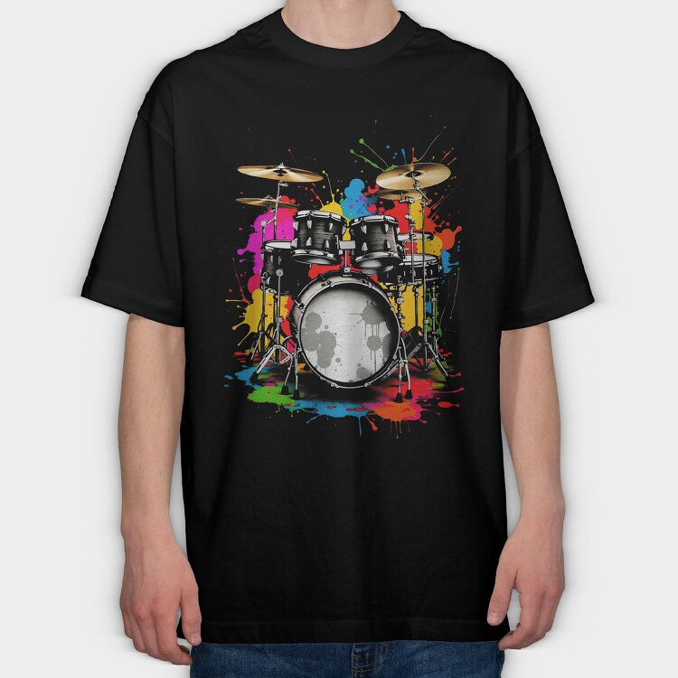 Drummer Set Colorful, Tricou Oversize Barbati (Unisex)
