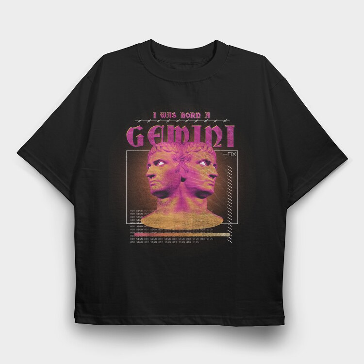 Horoscope Gemini, Tricou Oversize Barbati (Unisex)