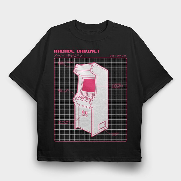 Retro Arcade Cabinet, Tricou Oversize Barbati (Unisex)