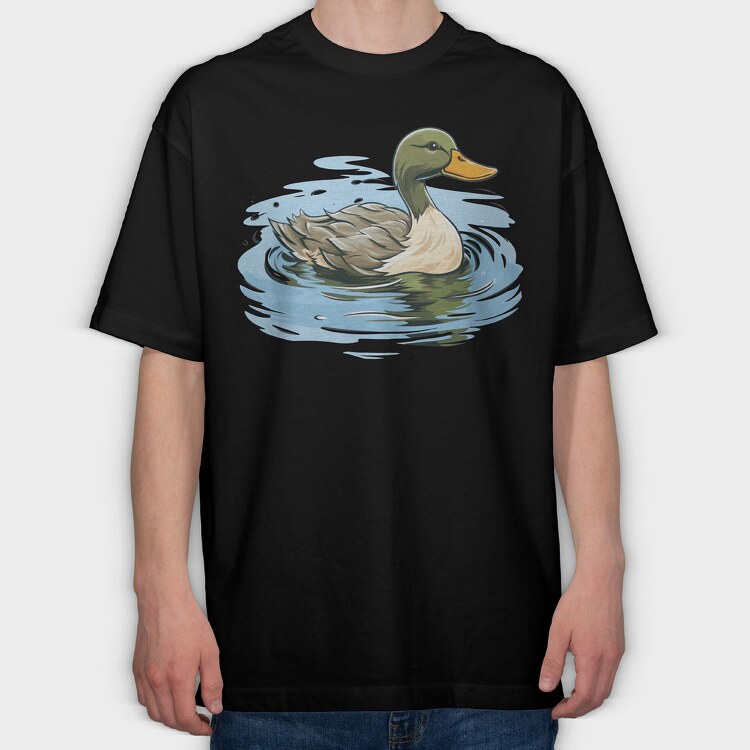 Duck on Water, Tricou Oversize Barbati (Unisex)