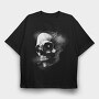 Monochrome Skull Nebula, Tricou Oversize Barbati (Unisex)