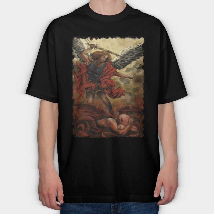 Angel and Devil Painting, Tricou Oversize Barbati (Unisex)