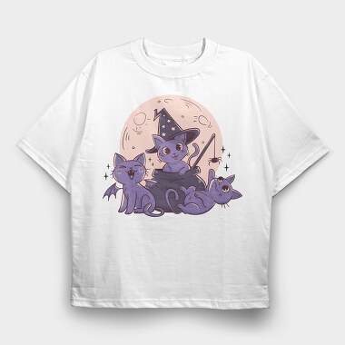 Cats Halloween Composition, Tricou Oversize Barbati (Unisex)