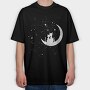 Cats Love Moon, Tricou Oversize Barbati (Unisex)