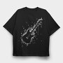 Electric Guitar Formed by Notes and Signs, Tricou Oversize Barbati (Unisex)