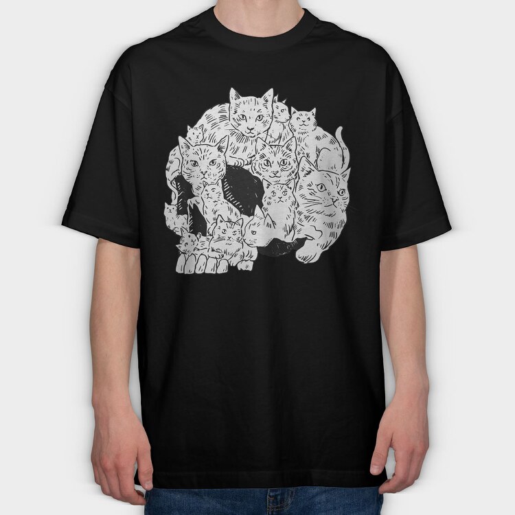 Cats Skull, Tricou Oversize Barbati (Unisex)