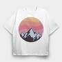 Retro Sunset Mountain, Tricou Oversize Barbati (Unisex)