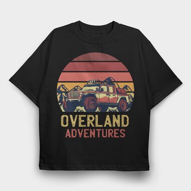 Retro Sunset Overland Adventures, Tricou Oversize Barbati (Unisex)