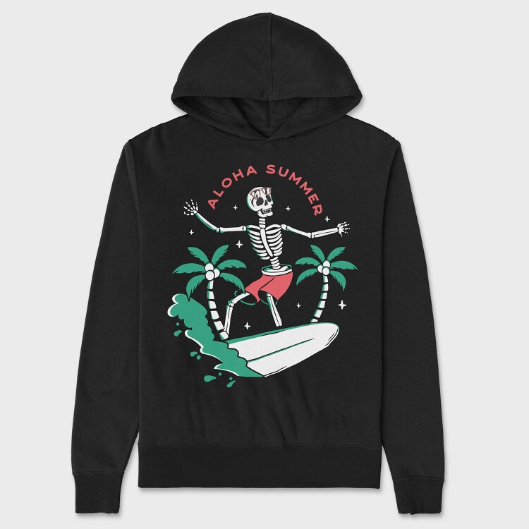 Aloha Summer Skeleton, Hanorac Oversize Barbati (Unisex)