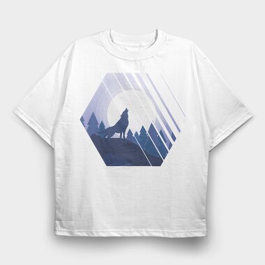 Howling Wolf Hexagon, Tricou Oversize Barbati (Unisex)