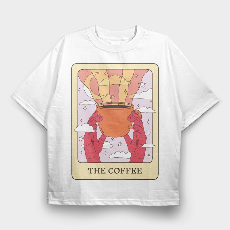 The Coffee Tarot Card, Tricou Oversize Barbati (Unisex)