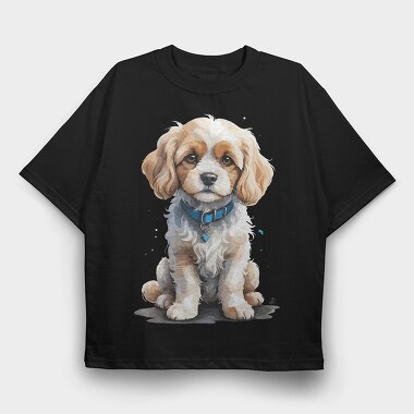 Cavachon Dog Watercolor, Tricou Oversize Barbati (Unisex)