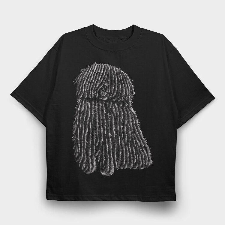 Hungarian Puli Dog, Tricou Oversize Barbati (Unisex)