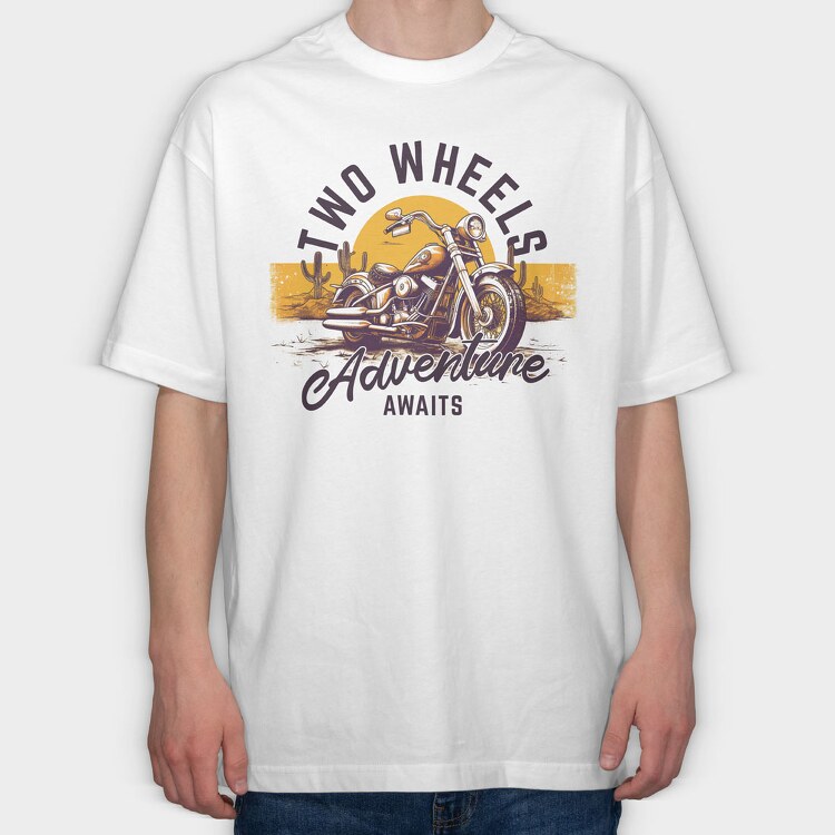 Motorcicle Adventure Two Wheels, Tricou Oversize Barbati (Unisex)