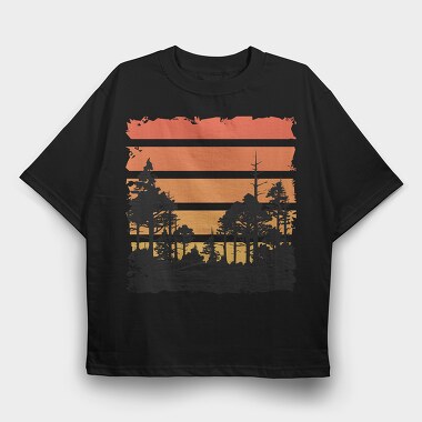 Retrosunset Woods, Tricou Oversize Barbati (Unisex)