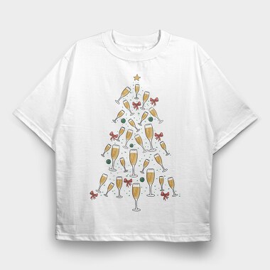 Champagne Christmas Tree, Tricou Oversize Barbati (Unisex)