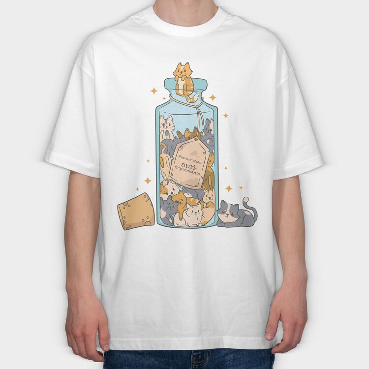 Antidepressants Cats, Tricou Oversize Barbati (Unisex)